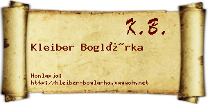 Kleiber Boglárka névjegykártya