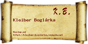 Kleiber Boglárka névjegykártya